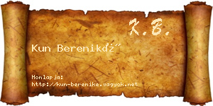 Kun Bereniké névjegykártya
